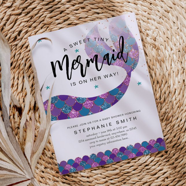 Purple and Teal Mermaid Baby Shower Invitation (Creator Uploaded)