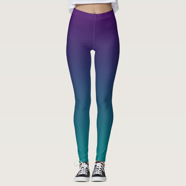 Purple And Teal Ombre Leggings (Front)