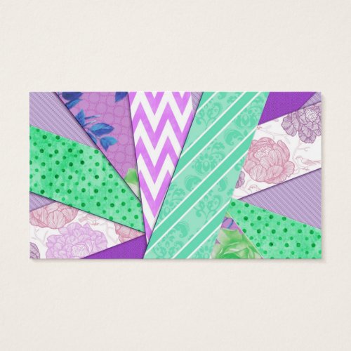 Purple and Teal Pattern Strips Business Card
