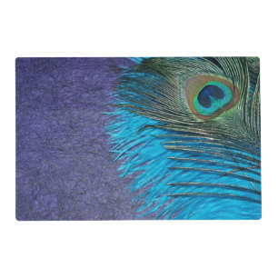 Purple and Teal Peacock Feather Placemat