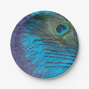 Purple and Teal Peacock Paper Plates