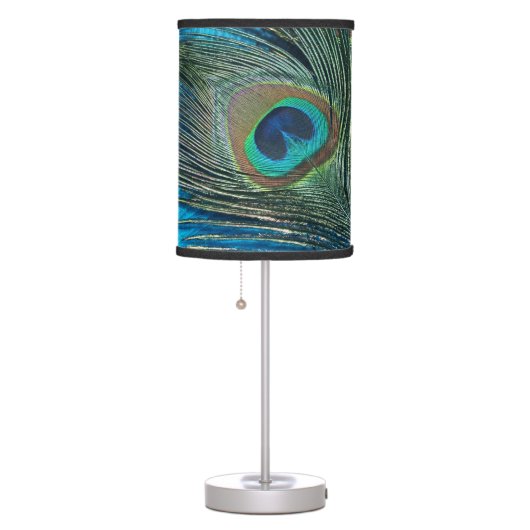 Purple and Teal Peacock Table Lamp (Right)