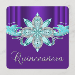 Purple and Teal Quinceanera Invitation
