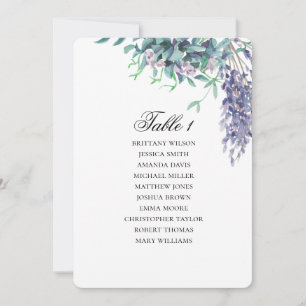 Purple and teal seating chart. Floral wedding plan Invitation
