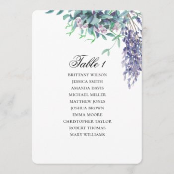 Purple and teal seating chart. Floral wedding plan Invitation