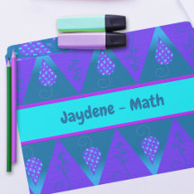 Purple And Teal Spotted Leaf File Folders