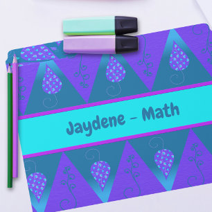 Purple And Teal Spotted Leaf File Folders