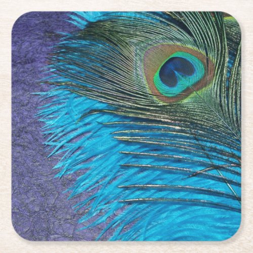 Purple and Teal Square Paper Coaster