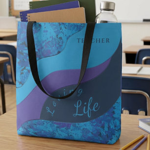 Purple And Teal Teachers Brushstroke Pattern Tote Bag