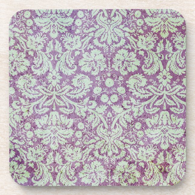 Purple and Teal Vintage Wallpaper Coaster (Front)