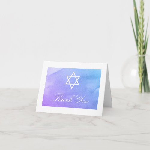 Purple and Teal Watercolor Bat Mitzvah Thank You