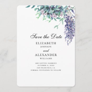 Purple and teal wedding. Floral save the date Invitation