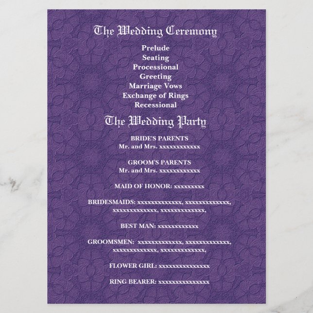 Purple and Teal Wedding Program V1C (Front)