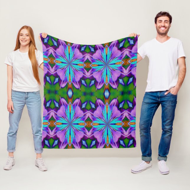 Purple And Turquoise Abstract Art Pattern Fleece Blanket (In Situ)