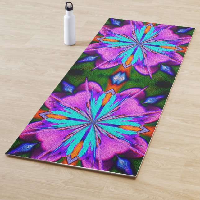 Purple And Turquoise Abstract Yoga Mat (In Situ)