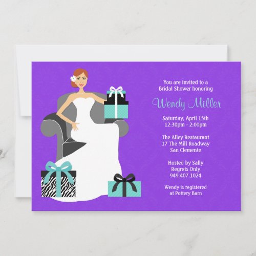 Purple and Turquoise Bridal Shower Invitation