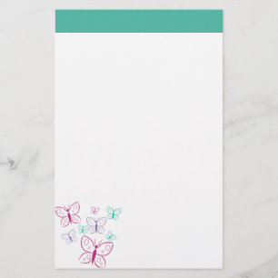 Purple and Turquoise Butterflies Stationery