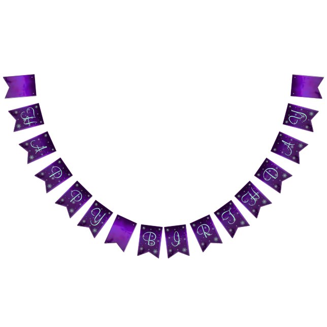 Purple and Turquoise Fairy Birthday Bunting Flags (All)