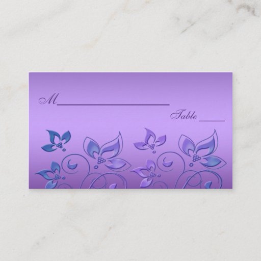Customizable Purple and Turquoise Floral Placecards Business Card