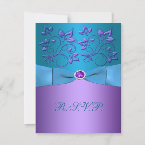 Purple and Turquoise Floral Reply Card