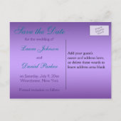Purple and Turquoise Floral Save the Date Announcement Postcard (Back)