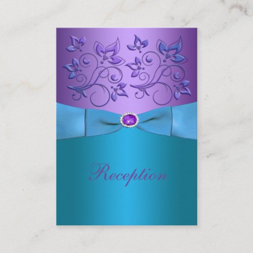 Purple and Turquoise Floral Wedding Enclosure Card