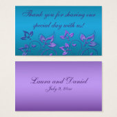 Purple and Turquoise Floral Wedding Favor Tag (Front & Back)
