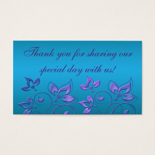 Purple and Turquoise Floral Wedding Favor Tag Business Card Templates