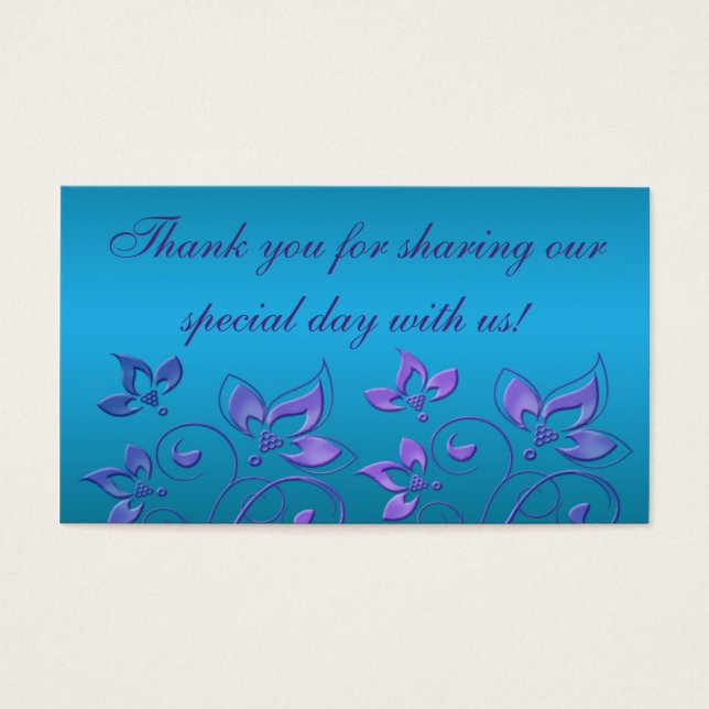 Purple and Turquoise Floral Wedding Favor Tag (Front)