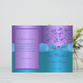 Purple and Turquoise Floral Wedding Program (Standing Front)