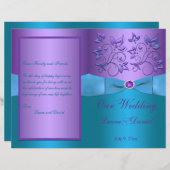 Purple and Turquoise Floral Wedding Program (Front/Back)