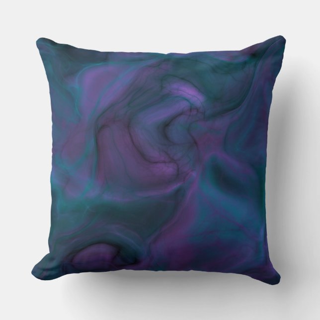 purple and turquoise Marble abstract Throw Pillow (Front)