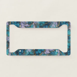 Purple and Turquoise Marble License Plate Frame