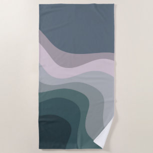 Purple and turquoise retro style waves beach towel