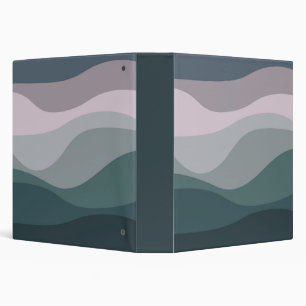Purple and turquoise retro style waves decoration 3 ring binder