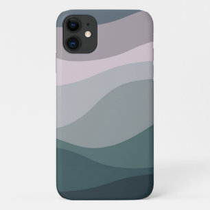 Purple and turquoise retro style waves decoration iPhone 11 case