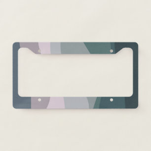 Purple and turquoise retro style waves decoration license plate frame
