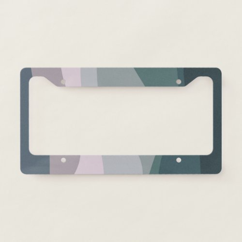 Purple and turquoise retro style waves decoration license plate frame