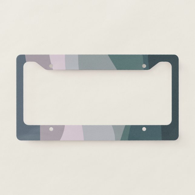 Purple and turquoise retro style waves decoration license plate frame (Front)