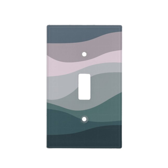 Purple and turquoise retro style waves decoration light switch cover (Front)