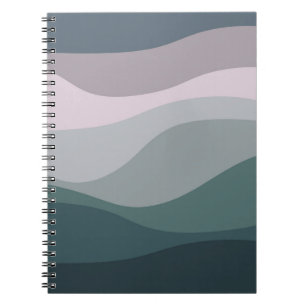 Purple and turquoise retro style waves decoration notebook