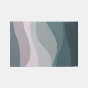 Purple and turquoise retro style waves decoration outdoor rug