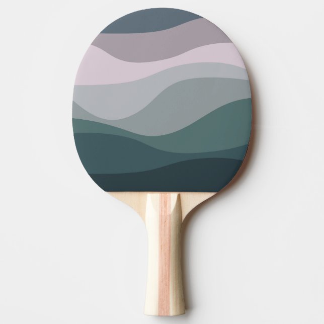 Purple and turquoise retro style waves decoration ping pong paddle (Front)