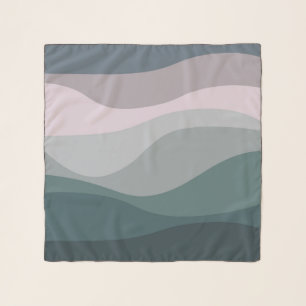 Purple and turquoise retro style waves decoration scarf