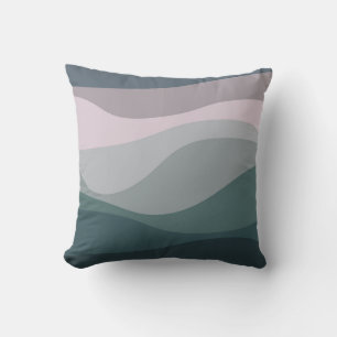 Purple and turquoise retro style waves decoration throw pillow
