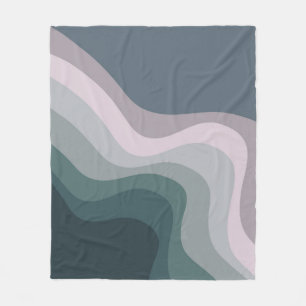 Purple and turquoise retro style waves fleece blanket