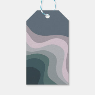 Purple and turquoise retro style waves gift tags