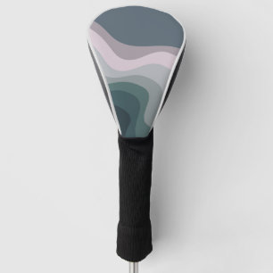 Purple and turquoise retro style waves golf head cover