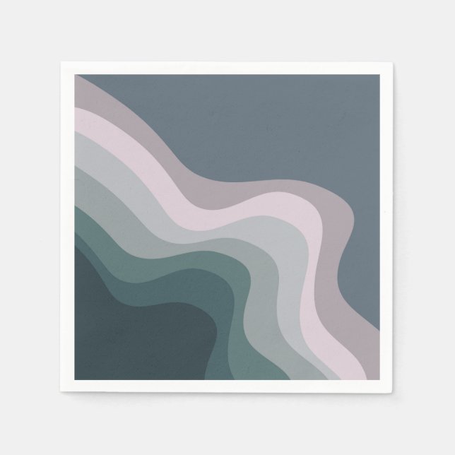 Purple and turquoise retro style waves napkins (Front)