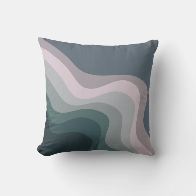 Purple and turquoise retro style waves throw pillow (Front)